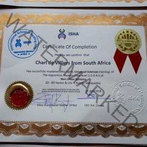 BIORESONANCE ISHA CERTIFICATE + PIN - The *Special - ISHA Apprentice Master of NLS - LEVEL 1-2-3-4-5 - Promo 4 weeks ! *real 24k gold, real wax stamps, real paper stamp - CERTIFICATE + PIN - The 24K Gold ISHA Certificate - Magnetised with *Secret healing energies from Grandmaster  *Including worldwide shipping !